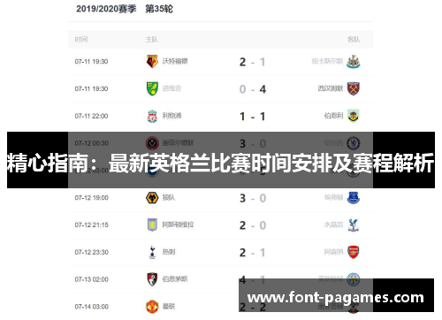 精心指南：最新英格兰比赛时间安排及赛程解析